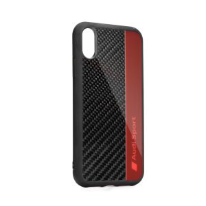 Audi Carbon Fibre Case iPhone Xs Max hátlap, tok, piros