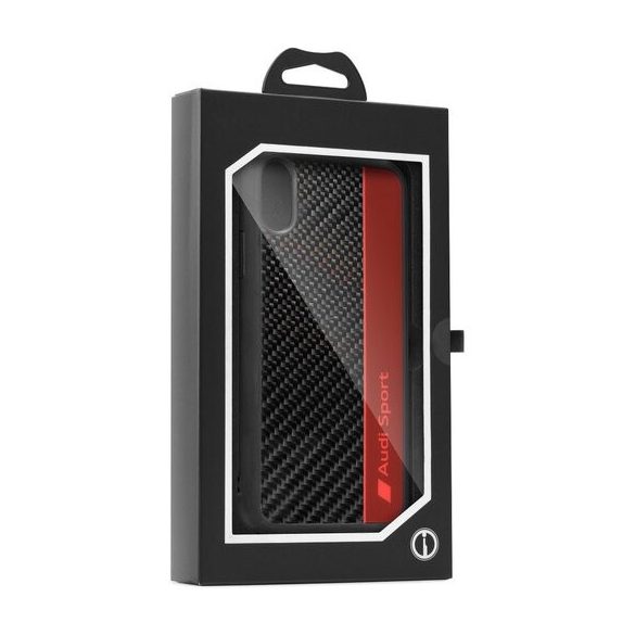 Audi Carbon Fibre Case iPhone Xs Max hátlap, tok, piros