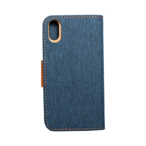 Canvas Case iPhone X/Xs oldalra nyíló tok, kék