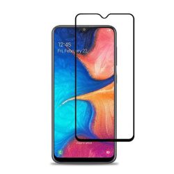   Samsung Galaxy A20s 5D Full Glue edzett üvegfólia (tempered glass) 9H keménységű, tokbarát, fekete