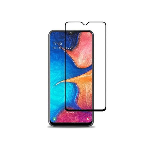 Samsung Galaxy A20s 5D Full Glue edzett üvegfólia (tempered glass) 9H keménységű, tokbarát, fekete