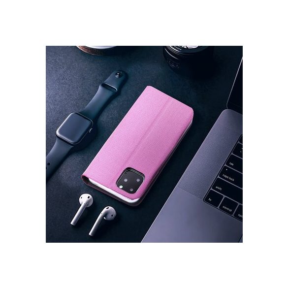 Smart Senso iPhone 7/8/SE (2020) oldalra nyíló tok, rózsaszín