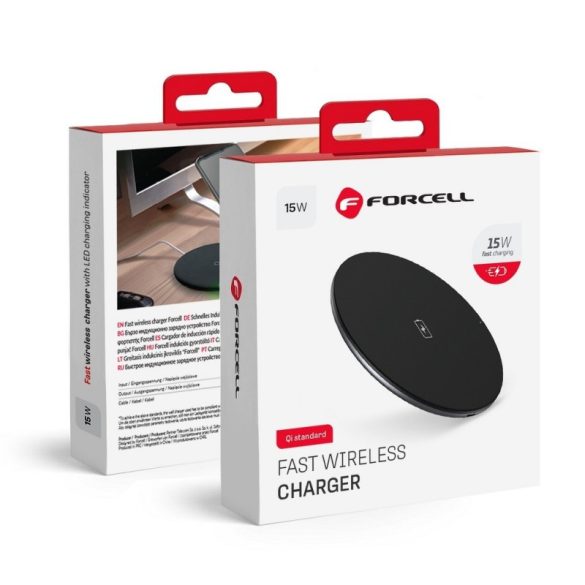 Forcell Quick Charge Pad Qi 3.0 univerzális asztali vezeték nélküli töltő, 2A, 15W, fekete