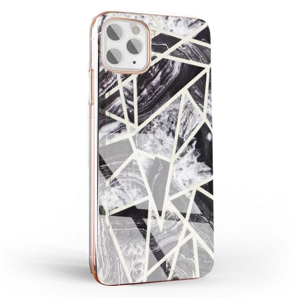 Marble Cosmo 07 iPhone 12 Mini márvány mintás, hátlap, tok, fekete
