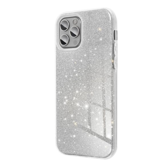 Glitter 3in1 Case Samsung Galaxy A12 hátlap, tok, ezüst