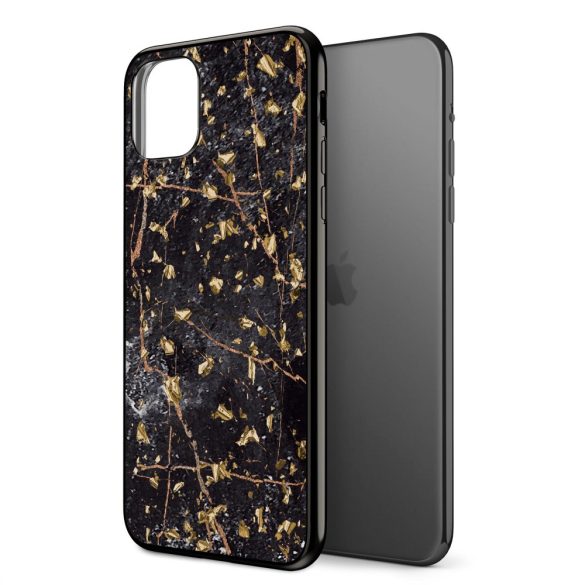 Zizo Refine Slim Clear Case iPhone 11 Pro ütésálló hátlap, tok, márvány mintás, fekete