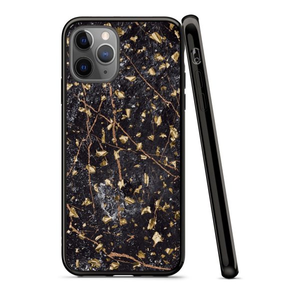 Zizo Refine Slim Clear Case iPhone 11 Pro ütésálló hátlap, tok, márvány mintás, fekete