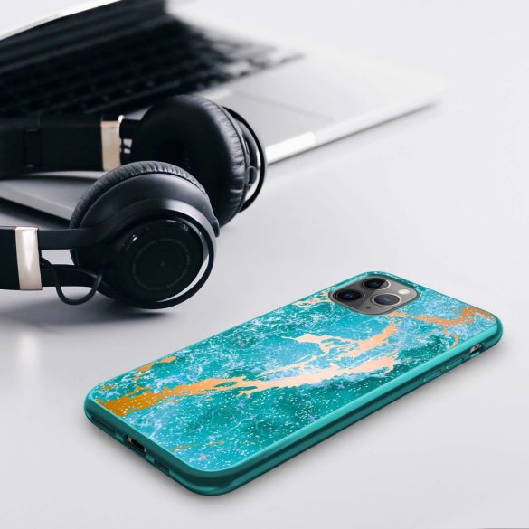 Zizo Refine Slim Clear Case iPhone 11 Pro Max ütésálló hátlap, tok, márvány mintás, kék