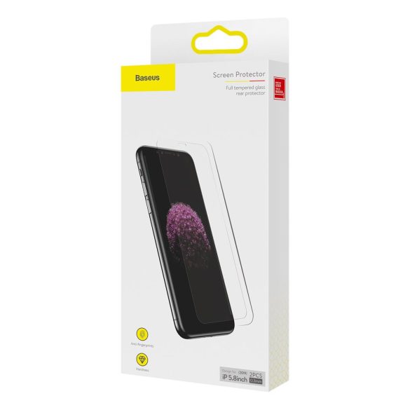 Baseus 2db 2D Tempered Glass iPhone 11 Pro/X/Xs 0.3mm nem teljes kijelzős edzett üvegfólia, 9H keménységű, átlátszó