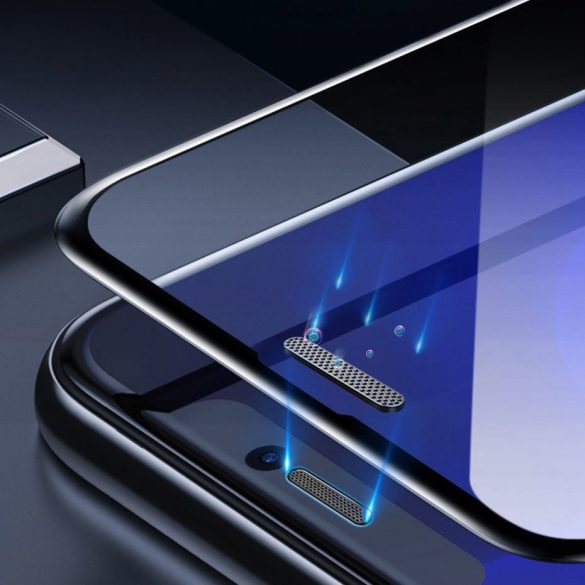 Baseus 2db 3D Full Screen Tempered Glass iPhone 11 Pro/X/Xs 0.3mm teljes kijelzős üvegfólia felrakókerettel, 9H keménységű, fekete