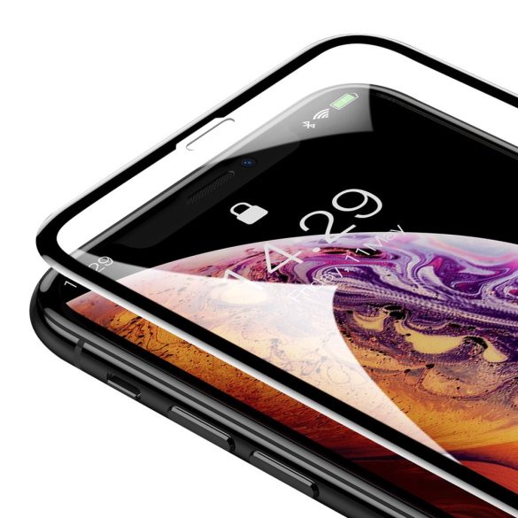 Baseus Rigid-edge 3D Tempered Glass iPhone 11 Pro Max/Xs Max 0.3mm teljes kijelzős edzett üvegfólia, 9H keménységű, fekete