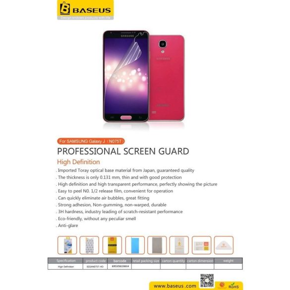 Baseus High Definition Screen Guard Samsung Galaxy J (N075T) kijelzővédő fólia, átlátszó