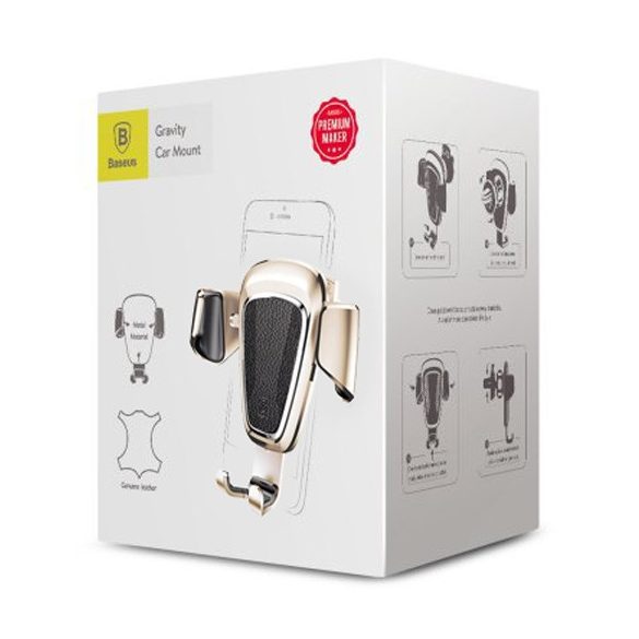 Baseus Gravity Car Mount Air Vent univerzális autós telefontartó, 4-6 colos eszközökre, szellőzőrácsra, arany