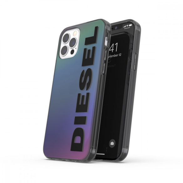 Diesel Snap Case Holographic Black Logo iPhone 12 Pro Max hátlap, tok, mintás, színes