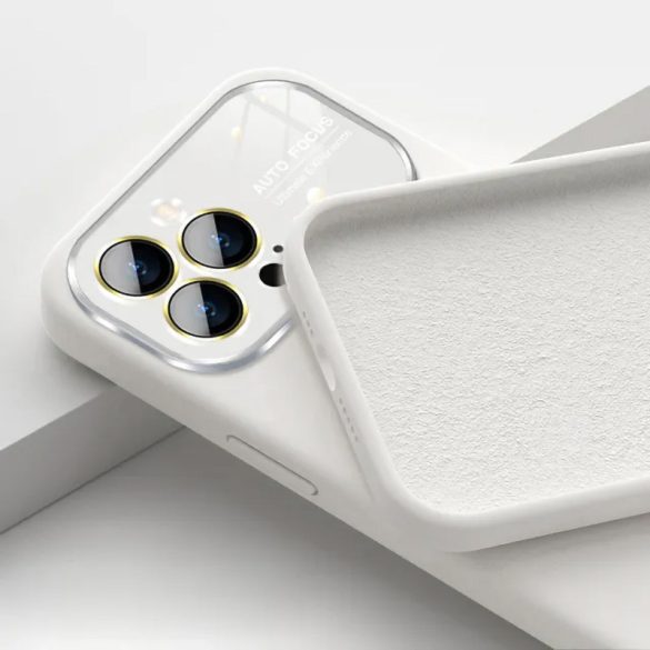 Soft Silicone Lens Case for iPhone 15 Plus hátlap, tok, fehér