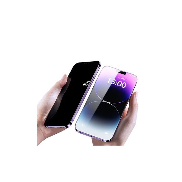 iPhone 15 Plus Privacy Glass betekintés védett 5D Full Glue teljes kijelzős edzett üvegfólia (tempered glass) 9H keménységű, fekete
