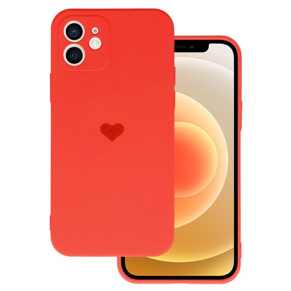 Silicone Heart Case iPhone 11 hátlap, tok, piros