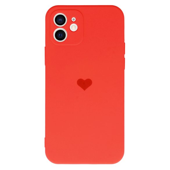 Silicone Heart Case iPhone 11 hátlap, tok, piros