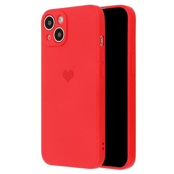 Vennus Silicone Heart Case iPhone 12 Pro hátlap, tok, piros