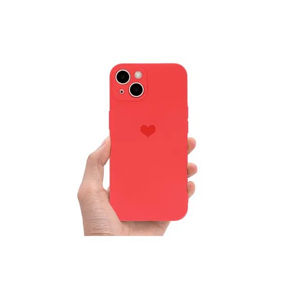 Vennus Silicone Heart Case iPhone 12 Pro hátlap, tok, piros