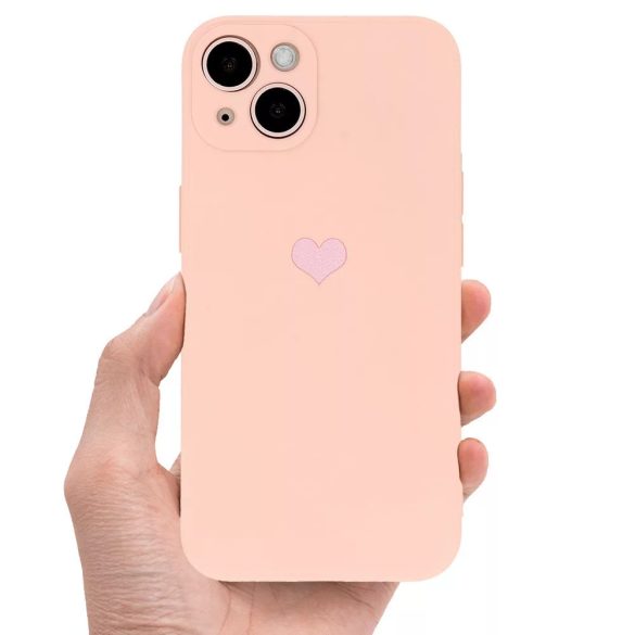 Vennus Silicone Heart Case iPhone 12 Pro hátlap, tok, rózsaszín