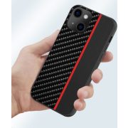   Carbon Case Red Stripe Xiaomi Redmi 9A/9AT/9i hátlap, tok, fekete