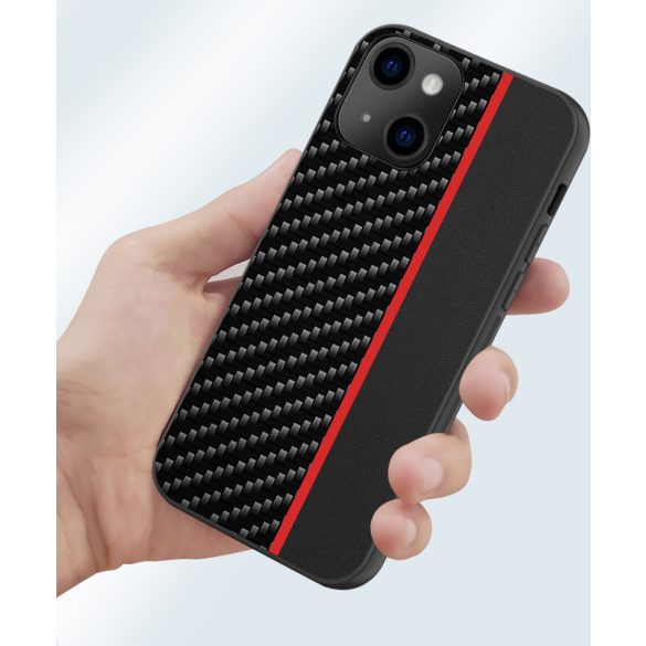 Carbon Case Red Stripe Xiaomi Redmi Note 10 Pro/Note 10 Pro Max hátlap, tok, fekete