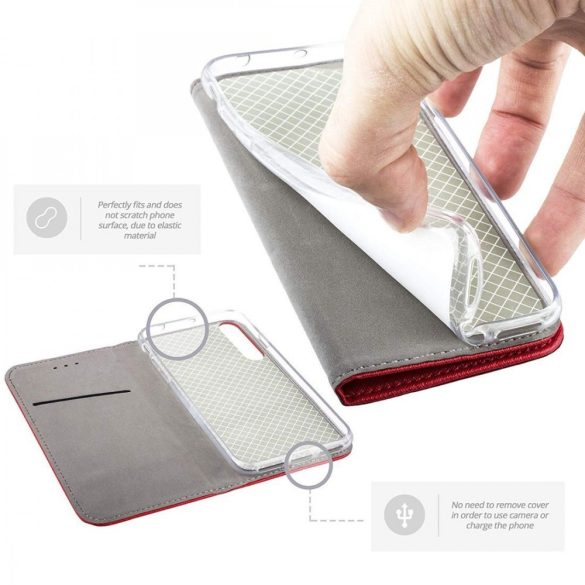 Smart Magnet Samsung Galaxy Xcover 5 oldalra nyíló tok, piros