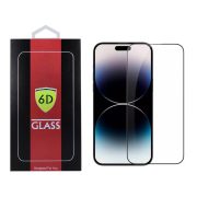   iPhone 15 Plus 6D Full Glue teljes kijelzős edzett üvegfólia (tempered glass) 9H keménységű, fekete