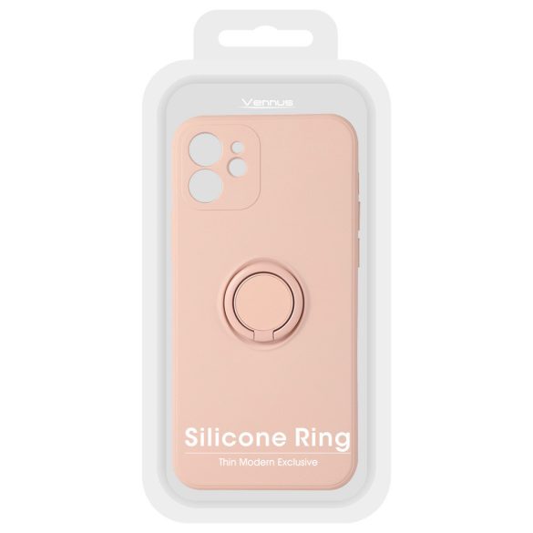 Silicone Ring Samsung Galaxy A12 hátlap, tok, rózsaszín
