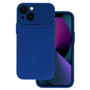 Silicone Camshield iPhone 11 hátlap, tok, sötétkék