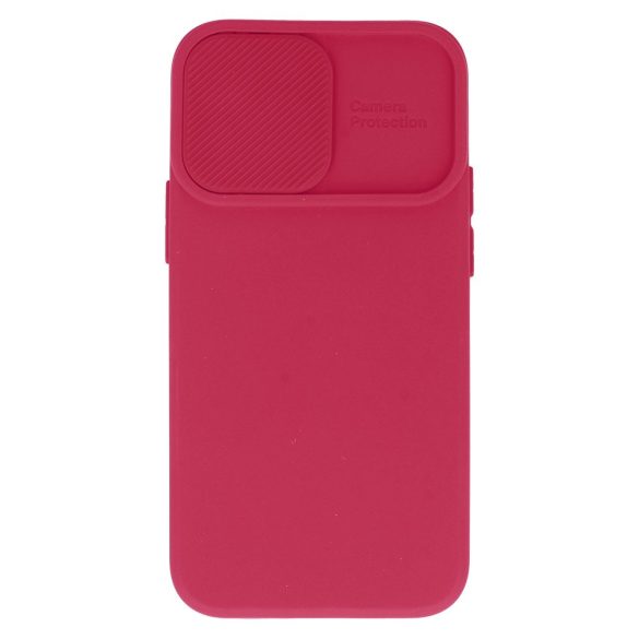 Silicone Camshield iPhone 14 Pro Max hátlap, tok, bordó