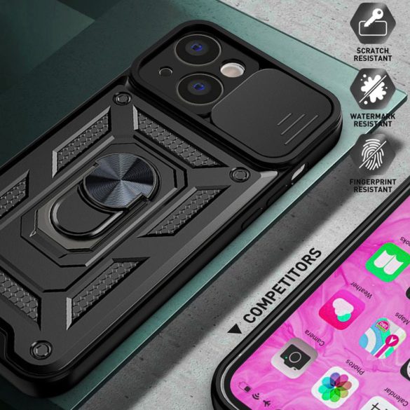 Slide Camera Armor Case iPhone 14 Pro ütésálló hátlap, tok, fekete