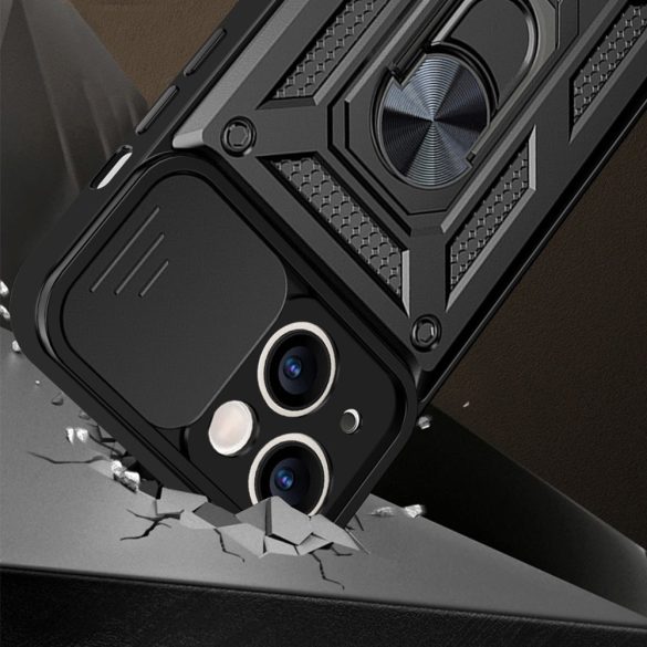 Slide Camera Armor Case iPhone 14 Pro ütésálló hátlap, tok, fekete