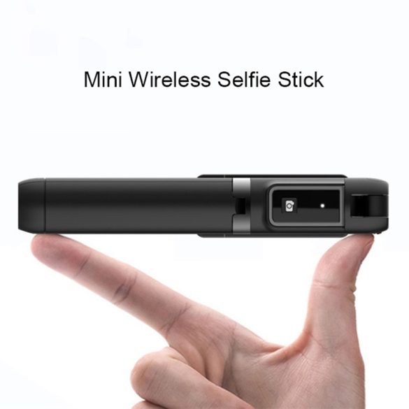 Mini Tripod P40 Bluetooth selfie stick, szelfi bot, háromlábú kitámasztó funkcióval, távirányítóval, fekete