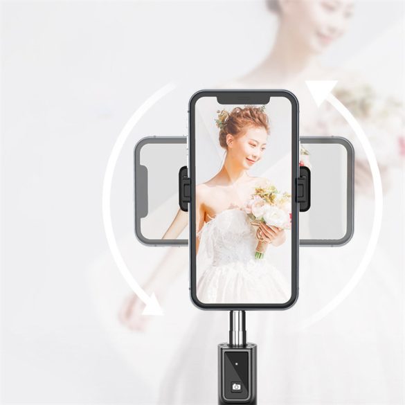 Mini Tripod P40 Bluetooth selfie stick, szelfi bot, háromlábú kitámasztó funkcióval, távirányítóval, fekete