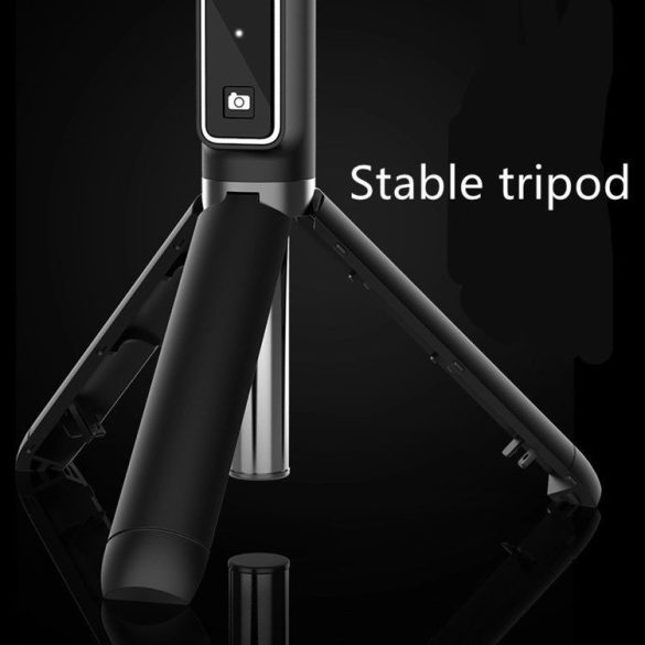 Mini Tripod P50 Bluetooth selfie stick, szelfi bot, háromlábú kitámasztó funkcióval, távirányítóval, fekete