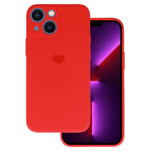 Vennus Silicone Heart Case iPhone 14 hátlap, tok, piros