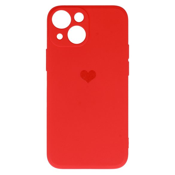 Vennus Silicone Heart Case iPhone 14 hátlap, tok, piros