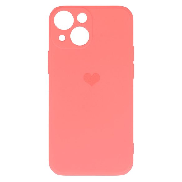 Vennus Silicone Heart Case iPhone 14 hátlap, tok, rózsaszín