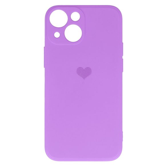 Vennus Silicone Heart Case iPhone 14 hátlap, tok, lila