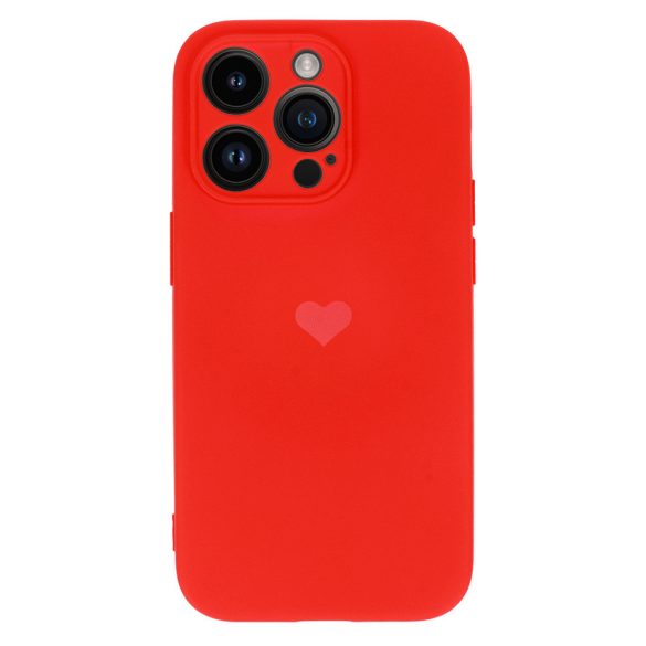 Vennus Silicone Heart Case iPhone 14 Pro hátlap, tok, piros