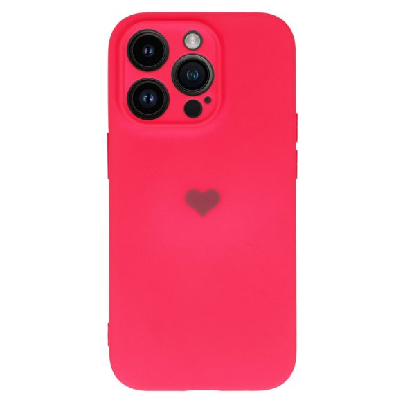 Vennus Silicone Heart Case iPhone 14 Pro hátlap, tok, pink
