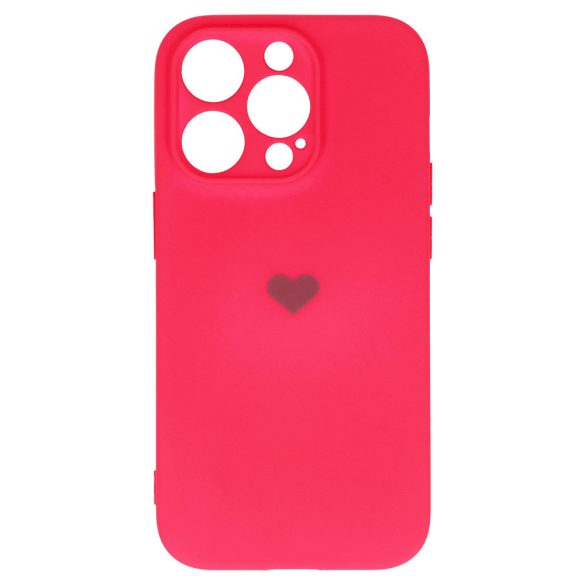 Vennus Silicone Heart Case iPhone 14 Pro hátlap, tok, pink