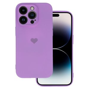 Vennus Silicone Heart Case iPhone 14 Pro Max hátlap, tok, lila