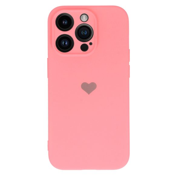 Vennus Silicone Heart Case iPhone 14 Pro Max hátlap, tok, világos rózsaszín