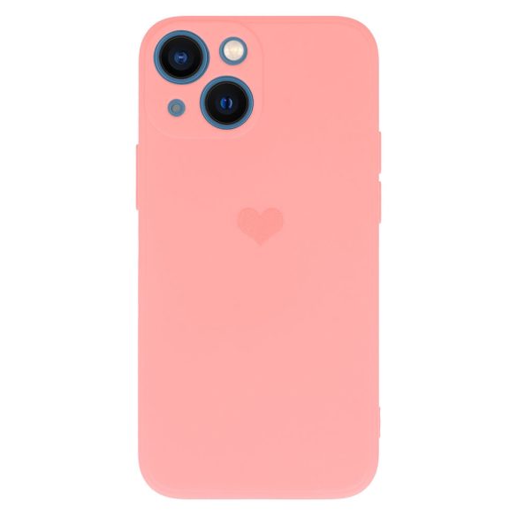 Vennus Silicone Heart Case iPhone 14 hátlap, tok, világos rózsaszín