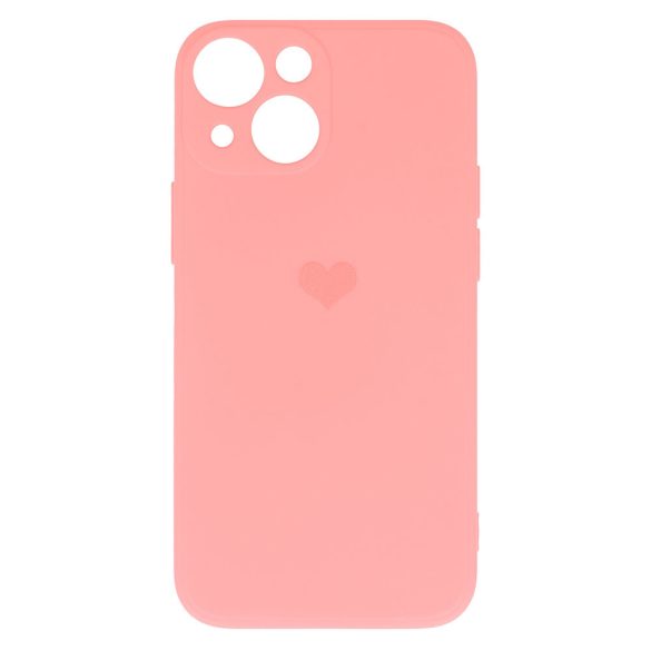 Vennus Silicone Heart Case iPhone 14 hátlap, tok, világos rózsaszín