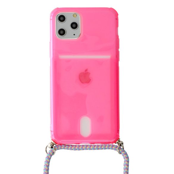 Strap Fluo Case iPhone 7/8/SE (2020/2022) nyakpántos hátlap, tok, rózsaszín