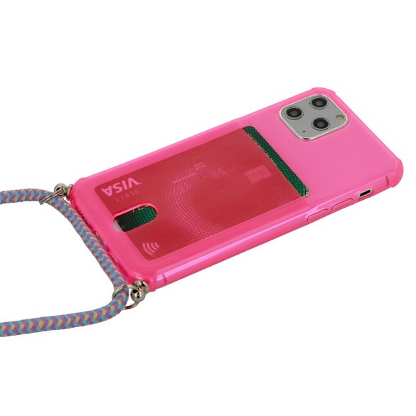 Strap Fluo Case iPhone 7/8/SE (2020/2022) nyakpántos hátlap, tok, rózsaszín